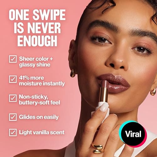 REVLON Super Lustrous Glass Shine Balm, Hydrating Tinted Lip Balm with Hyaluronic Acid, Aloe & Rose Quartz, 003 Honey Shine, 0.11 oz thumbnail 3