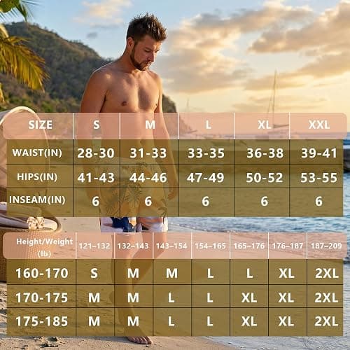 M'annswear Men's Printed Swim Trunks Quick Dry Board Shorts, Elastic Waist Drawstring with Mesh Lining Zipper Pockets thumbnail 7