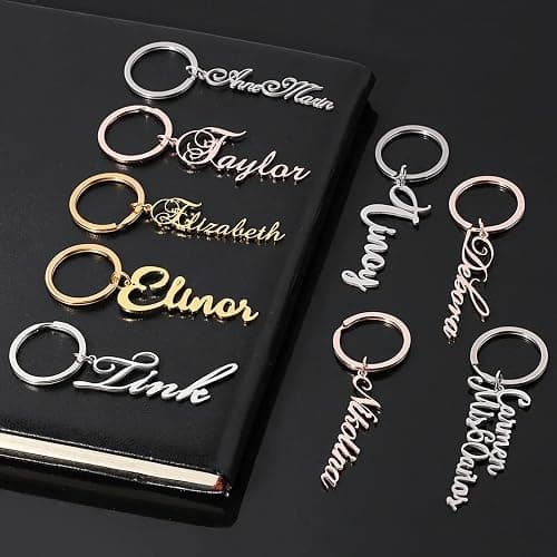 SHRDV Personalized Name Keychain Custom Stainless Steel Letters Pendant as Special Christmas Gift for Women Girls - Gold thumbnail 7