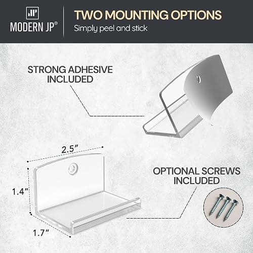 Modern JP Adhesive Vinyl Wall Mount (4-Pack) – Strong Hold Record Holder Wall, Record-Safe Easy Installation, Album Wall Mount for 1LP and 2LP – Clear thumbnail 3