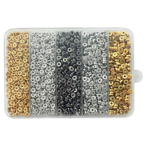 6mm Flat Round Spacer Beads, Clay Beads for Bracelets Making Kit, Heishi Polymer Flat Disc Spacer Beads for Jewelry Making, Clay Beads for Jewelry Making Gold Beads Silver (2000pcs) thumbnail 6
