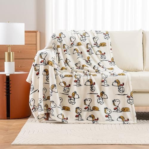 Berkshire Blanket Peanuts® VelvetLoft® Cute Character Snoopy Plush Throw Blanket,The Flying Ace,Throw 55 in x 70 in (Official Peanuts® Product) thumbnail 3