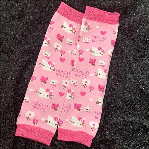GSTARL Y2K Gothic Arm Cover Pink KT Cat Arm Warmer Punk Cute Knitted Arm Sleeves Fingerless Gloves for Women Egirl (Pink) thumbnail 5
