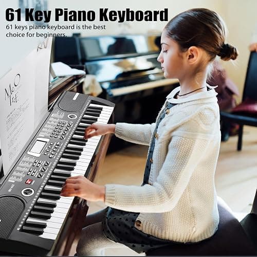 61 Key Keyboard Piano, Portable Electronic Keyboard Piano for Beginners with Speakers, Microphone, Sheet Music Stand, 100 Voices, 100 Rhythms, Digital Music Keyboard for Teen thumbnail 7