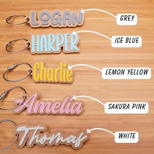 Personalized Backpack Name Tags, Kids Custom Backpack Keychains, Name Tags, Diaper Bag Tags, Lunch Box Keychain (Font #3) thumbnail 4