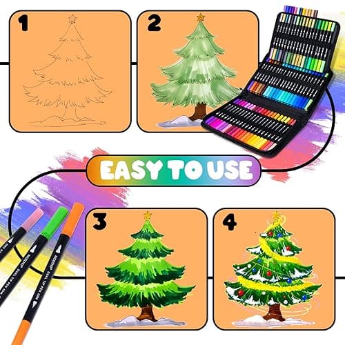 72 Colors Dual Tip Art Markers Pens for Adult Coloring Books, Brush and Fine Tip Coloring Marker for Drawing Journaling Note Taking Lettering - 72 Colors thumbnail 4