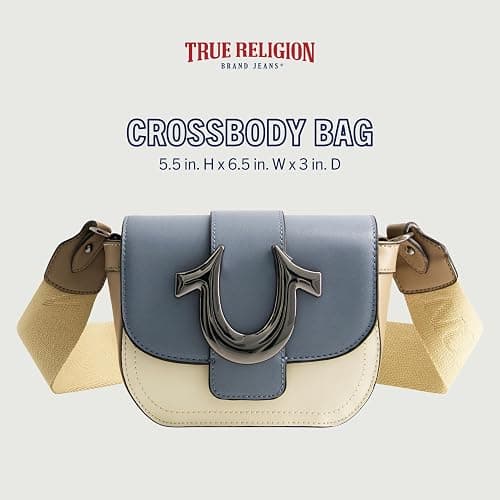True Religion Women's Crossbody Bag, Mini Flap Adjustable Shoulder Handbag Purse with Horseshoe Logo thumbnail 3