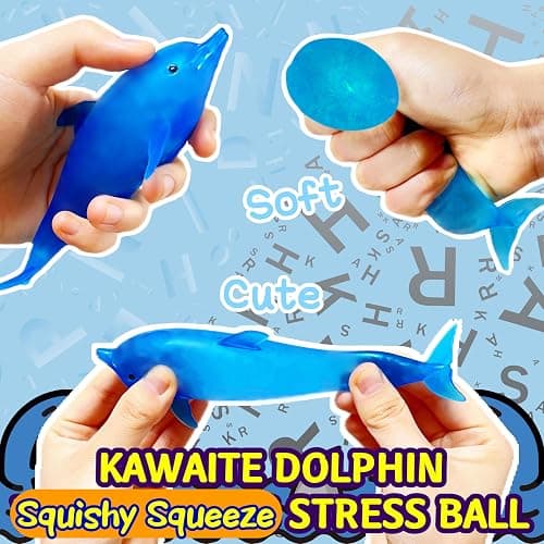 Squishy Shark Stress Balls Dolphin Squeeze Toys (2 Pack), Sea Animal Shark Squishy Toys Dolphin Stress Sugar Balls for Kids and Adults, Easter Basket Stuffers,, Party Favors thumbnail 4