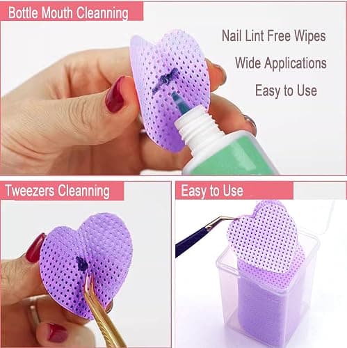 Lint Free Nail Wipes, 1000 PCS Nail Wipes Eyelash Extension Glue Wipes,Nail Polish Remover Wipes Lint Free,Non-Woven Super Absorbent Soft Lash Glue Wipes for Lash Extension Supplies,Colorful thumbnail 4