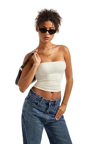 SUUKSESS Women Sexy Tube Top Summer Y2K Going Out Double Lined Basic Tank Top thumbnail 4