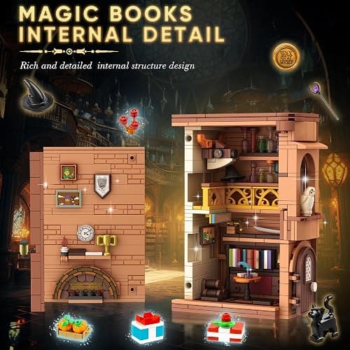 Bookend Magic House Building kit, Home Decorative Bookends for Building Block Toy, Cool Bookshelf Organizer and Home Decor, for Kids & Adult Collector 1488pcs thumbnail 4
