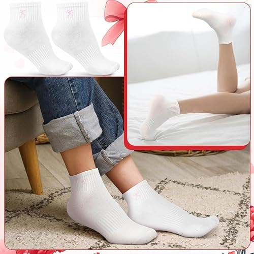 Glitopper 8 Pairs Bow Socks Women Coquette Crew Cotton Socks with Embroidered Bow for Ladies Bridesmaid Birthday Party Gifts thumbnail 2