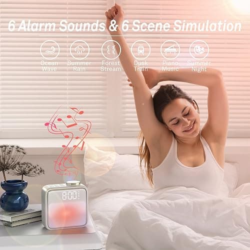Alarm Clock Light, AIRIVO Alarm Clock for Bedrooms, 6 Scenes Simulation & 6 Soothing Sounds Wake Up Light, Dual Alarms & Snooze, for Heavy Sleepers Sleep Aid thumbnail 5