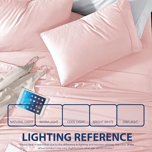 Cathay Home Essentials Ultra Soft Hypoallergenic Wrinkle Resistant Double Brushed Microfiber Bedding Sheet Set, Blush, King thumbnail 4