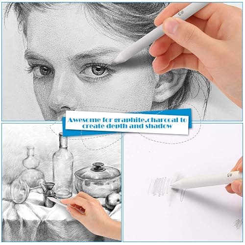 AGPTEK 22 PCS Sketch Drawing Tools, 16 Blending Stumps Set with 2 Sandpaper Pencil Sharpeners, 1 Pencil Extension Tool, 2 Erasers & 1 Felt Bag for Student Sketch Drawing Accessories thumbnail 5
