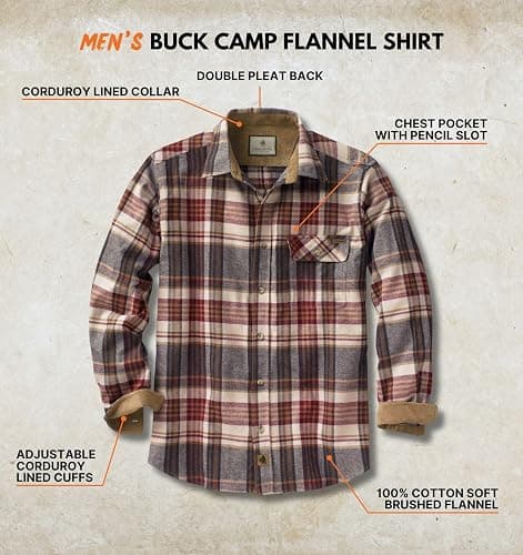 Legendary Whitetails Men's Flannel Shirt Long Sleeve Button Down 100% Cotton thumbnail 3