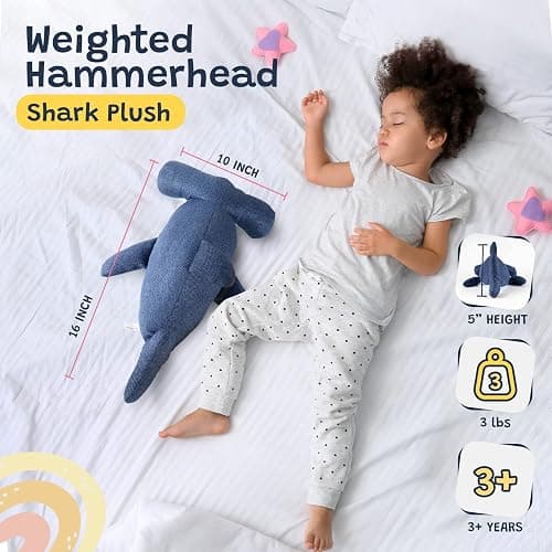 Weighted Hammerhead Shark Stuffed Animal – 3 lb, Soft and Fluffy Plush – 16 inch Cozy and Snuggly for Kids and Adults (Blue) thumbnail 3