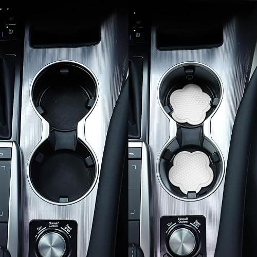 GaRhomxy Car Cup Holder Coaster, Universal Non-Slip Recessed Flower Shaped Cup Holders, Cute Car Accessories Interior for Women and Man Interior Sets 4 Pack (White) thumbnail 5