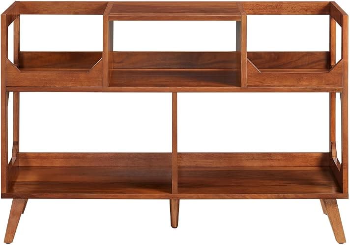 Crosley Furniture Asheville Mid-Century Modern Media Console Record Player Stand, Storage for Vinyl Records, Large, Walnut thumbnail 4