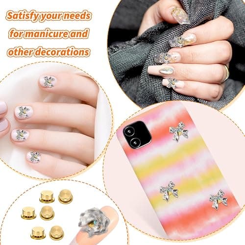 30 PCS Rotating Nail Charms Nail Art Rotating Charm Bearing for Nails Art Designs, Jewelry Rotat Tools for Women DIY Crafting Jewelry Accessories, Gold thumbnail 7