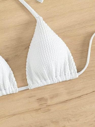 Falainetee Women's Bathing Suit Halter Triangle Swimsuit Bikini Top thumbnail 2