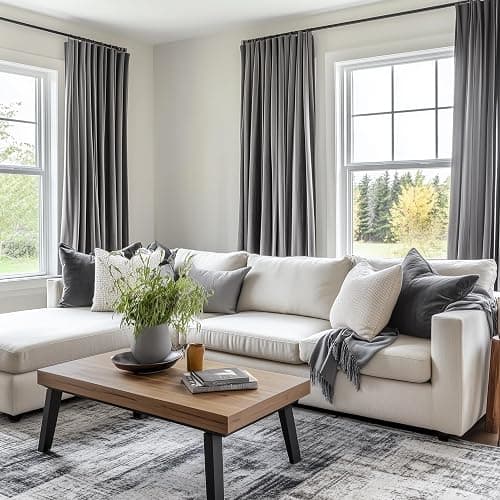 Topfinel Gray Velvet Blackout Curtains 84 Inches Long, Light Grey Room Darkening Thermal Insulated Soundproof Modern Heavy Thick Suede Back Tab Winter Drapes for Living Room Bedroom 2 Panels thumbnail 2