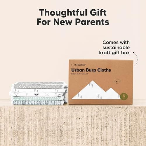 Organic Burp Cloths Baby Boy & Girl - 5-Pack Super Absorbent Cotton Burping Cloths for Babies, Soft & Plush Newborn Spit Up Rags, Infant Towels for Milk Spit Up, Unisex, Large 53cm x 25cm (Nordic) thumbnail 9