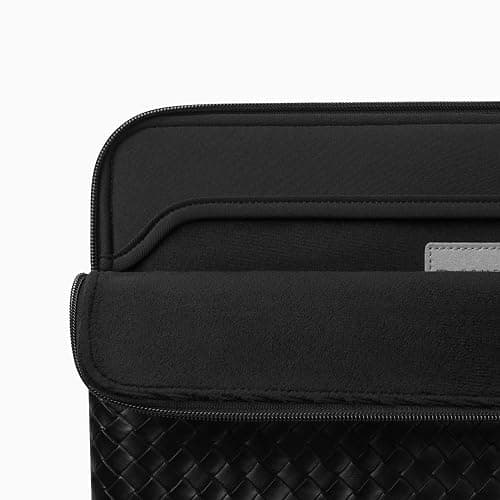 Comfyable Woven-Look Laptop Sleeve 13 Inch 14 Inch Compatible with MacBook Air M5 & MacBook Pro M5 Pro/Max 2026, Faux Leather Mac Travel Case for Men Women, Black thumbnail 3