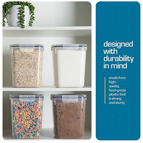Storeganize Flour Sugar Storage Containers (5.3L/4pk) Great Rice Canisters Sets For The Kitchen pantry, Large Food Storage Containers With Lids Airtight thumbnail 6