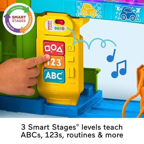 Fisher-Price Little People Toddler Toy Light-Up Learning Garage Playset with Smart Stages, Car & Ramp for Pretend Play Kids Ages 1+ Years thumbnail 3