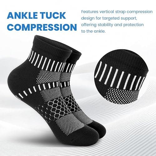 IRAMY Ankle Compression Socks for Men Women Cushioned Running Athletic Socks Plantar Fasciitis Relief 2/4/6 Pairs thumbnail 3