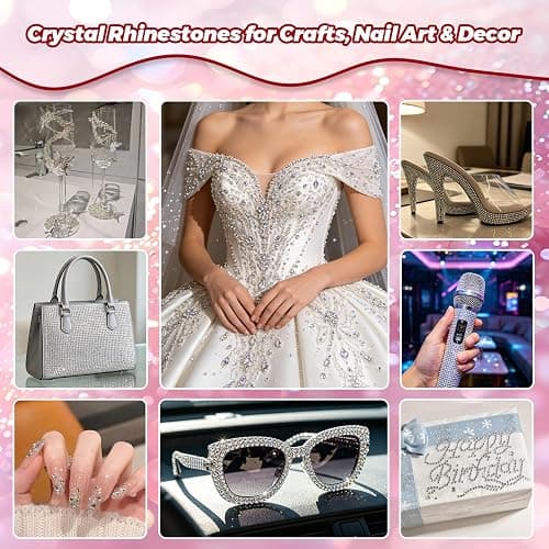 THARAHT 1485pcs Silver Resin Jelly Flatback Crystal Rhinestones 3-6mm With 2pcs 10mm Glue and for Clothing Shoes Nails DIY Art and Craft Decoration kit thumbnail 5