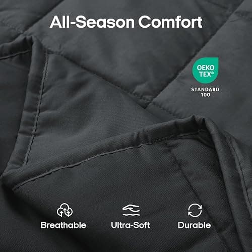 ZonLi Weighted Blanket (60"x80", 20lbs, Dark Grey) Queen Size Weighted Blanket for Adults, High Breathability Heavy Blanket, Soft Material with Premium Glass Beads thumbnail 8