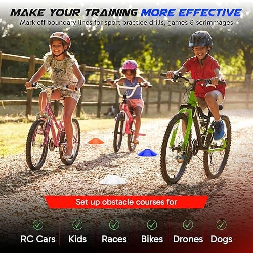 Pro Disc Cones (Set of 50) - Agility Soccer Cones with Carry Bag and Holder for Sports Training, Football, Basketball, Coaching, Practice Equipment, Kids - Includes 15 Best Cone Drills Book thumbnail 5