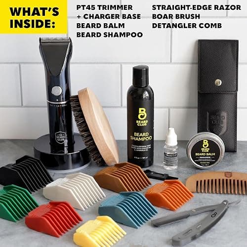 Beard Club Mens Grooming Kit & Beard Trimmer for Men - Professional Cordless Electric Hair & Moustache Trimmer, Straight Razor, Shampoo, Balm, Brush & Comb - Grooming Kit Gift Set thumbnail 9