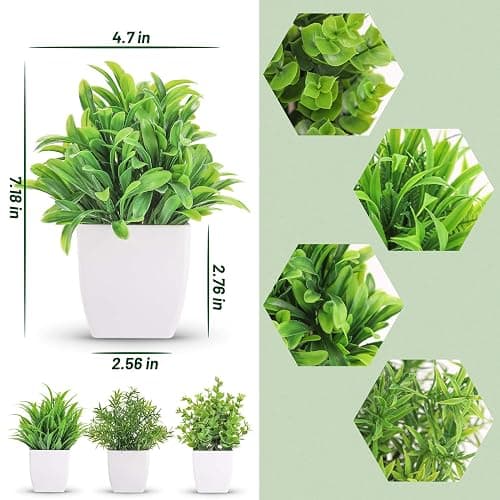Der Rose 4 Pack Mini Faux Plants Small Plants for Home Shelf Decor | Beautiful vibrant color，suitable for desks shelves windowsills bathrooms offices decor, lightweight and easy to place thumbnail 3