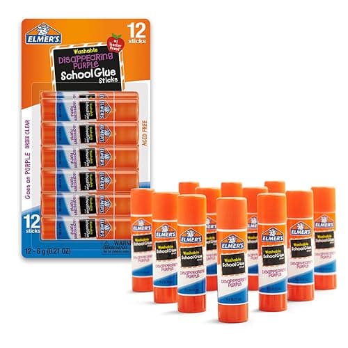 Elmer's Disappearing Purple School Glue Sticks, Washable, 6 Grams, 12 Count - Poster, Vision Board, Back to School, #1 Teacher Brand - Image 1
