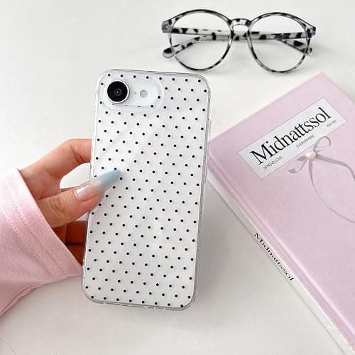 QLTYPRI Cute Phone Case for iPhone 17e/iPhone 16e Case Polka Dot Fashion Aesthetic Design for Women Girls, Slim TPU Shockproof Protective Phone Cover for iPhone 17e/16e - Clear | Black thumbnail 2