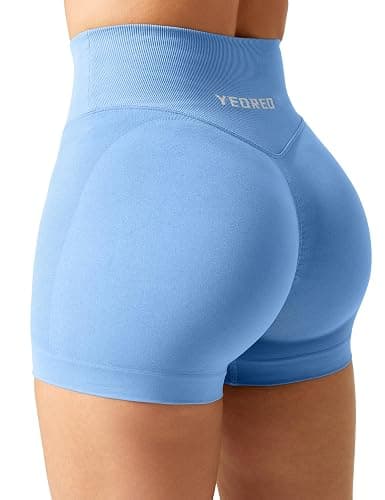 YEOREO Scrunch Butt Workout Shorts Women 3.5" Seamless V Cross Waist Sport Gym Amplify Shorts - Image 1