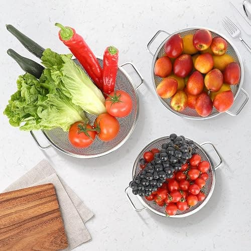 Colander for Kitchen, 3QT, Stainless Steel Colander Strainer with Handle for Fruits Vegetables Cooking Food, Dishwasher Safe thumbnail 2