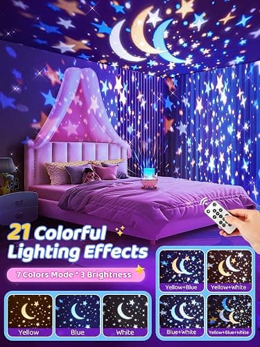 Carousel Night Light for Kids, 15 Music+15 Films+315 Colors Star Projector for Kids Night Light Projector,360°+Remote+1200mah Star Lights for Ceiling,Unicorn Toys for Girls Room Decor Christmas Gifts thumbnail 5