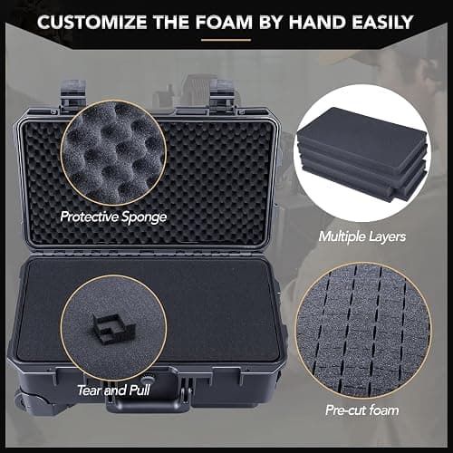 Lykus HC-5120 Waterproof Hard Case with Wheels and Customizable Foam, Interior Size 20.3x11.3x7.3 inch, Suitable for camera, lens, drone, mic, flashlight, projector, electronics, tools, and more thumbnail 2