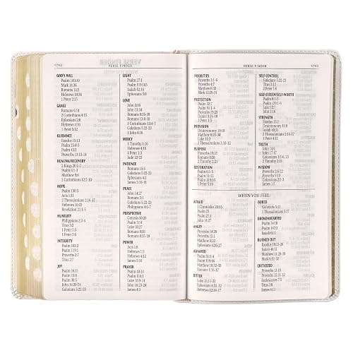 KJV Holy Bible, Giant Print Standard Size Red Letter Edition, Thumb Index Tabs & Ribbon Marker, King James Version, Vegan Leather, White Floral, 14 pt. Type (KJV Standard GP Editions) thumbnail 5