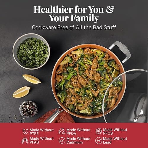 Gotham Steel 20 Pc Pots and Pans Set Nonstick Cookware + Bakeware Set, Complete Ceramic for Kitchen, Non Stick with Lids, Dishwasher / Oven Safe, Toxic - Red thumbnail 3