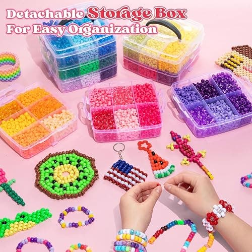Umikk 10,000PCS Pony Beads Bulk, 48 Colors 6x9mm Plastic Kandi Beads for DIY Bracelet Making Hair Braiding Kandi Jewelry Key Chains Crafts Gifts (5.73LB, Shockproof Packaging) thumbnail 5