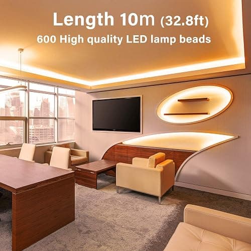 Onforu LED Strip Lights Warm White,32.8ft Dimmable 3000k Led Lights for Bedroom,Soft White Rope Light,2835 LEDs 12V Flexible Strip Tape Easter Lighting for Under Cabinet,Home,Kitchen,Bedroom,Christmas - 32.8FT - Warm White thumbnail 3