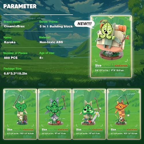 CinamixBrax Koroks Building Set, 5 Characters Building Block Sets for BOTW Fans, Cute Game Merch Action Figures, Great Toys Gifts for Fans Kids Adults thumbnail 4