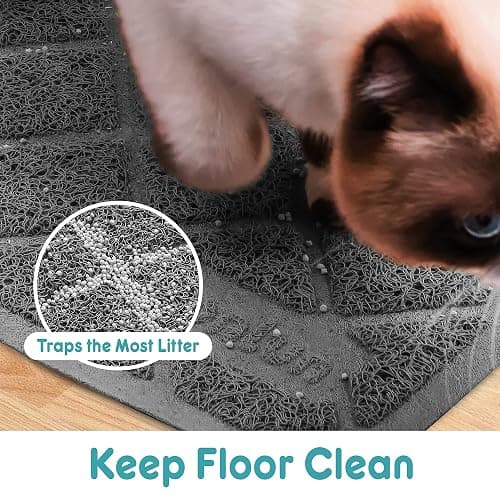 Conlun Cat Litter Mat Litter Trapping Mat, 24" x 17" Premium Durable PVC Grid Mesh with Scatter Control, Non-slip, Less Waste Cat Litter Box Mat, Soft on Kitty’s Paws, Urine Waterproof thumbnail 2