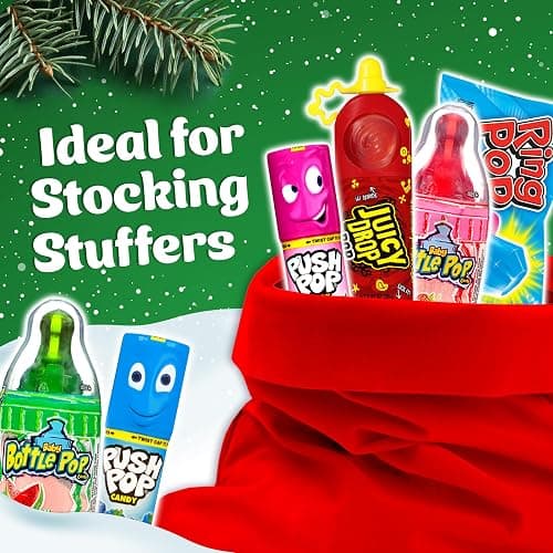 Christmas Candy Variety Pack, 18Ct Assorted Lollipops, Bulk Individually Wrapped Ring Pop, Push Pop, Baby Bottle Pop & Juicy Drop, Birthday Party Favors, Stocking Stuffers, Candy Bowls, Kids Gifts thumbnail 7