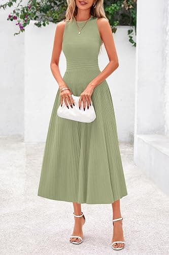 PRETTYGARDEN Spring Casual Dresses for Women 2025 Summer Business Work Midi Sleeveless A Line Pleated Cocktail Dress thumbnail 7